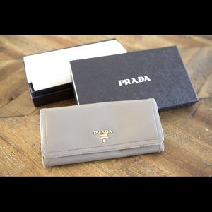 Prada Duo-tone Long Wallet Soft Calf with Flap